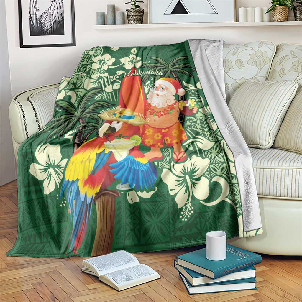 Moss Green Tropical Christmas Hawaii Tapa Blanket Aloha Santa Drink Party LT7 Green - Polynesian Pride