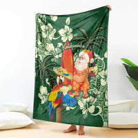 Moss Green Tropical Christmas Hawaii Tapa Blanket Aloha Santa Drink Party LT7 - Polynesian Pride