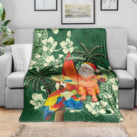 Moss Green Tropical Christmas Hawaii Tapa Blanket Aloha Santa Drink Party LT7 - Polynesian Pride
