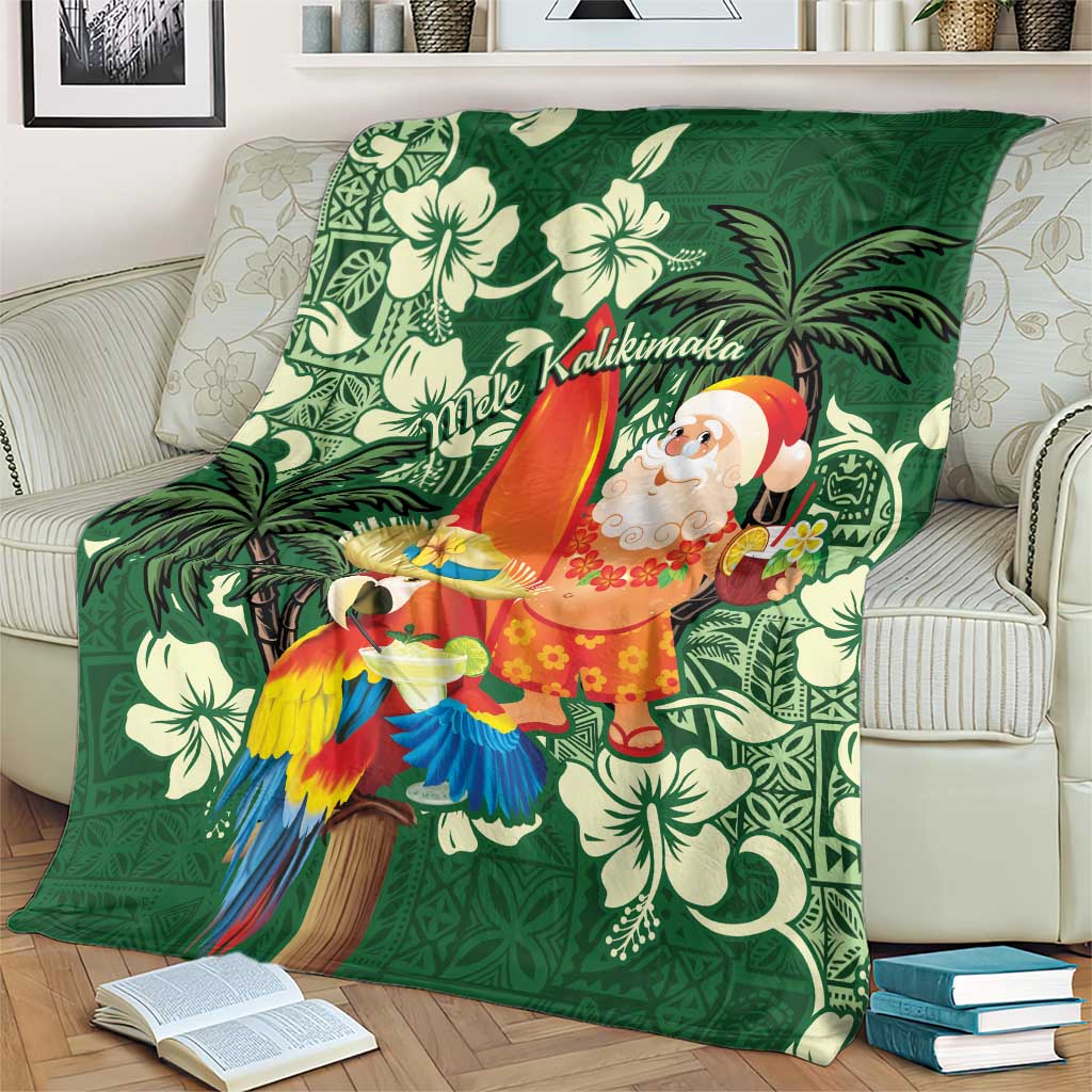 Moss Green Tropical Christmas Hawaii Tapa Blanket Aloha Santa Drink Party LT7 - Polynesian Pride