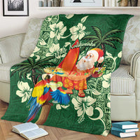 Moss Green Tropical Christmas Hawaii Tapa Blanket Aloha Santa Drink Party LT7 - Polynesian Pride