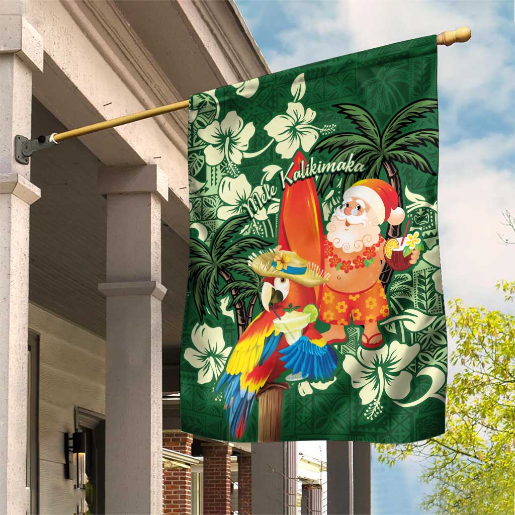 Moss Green Tropical Christmas Hawaii Tapa Garden Flag Aloha Santa Drink Party LT7 House Flag Green - Polynesian Pride