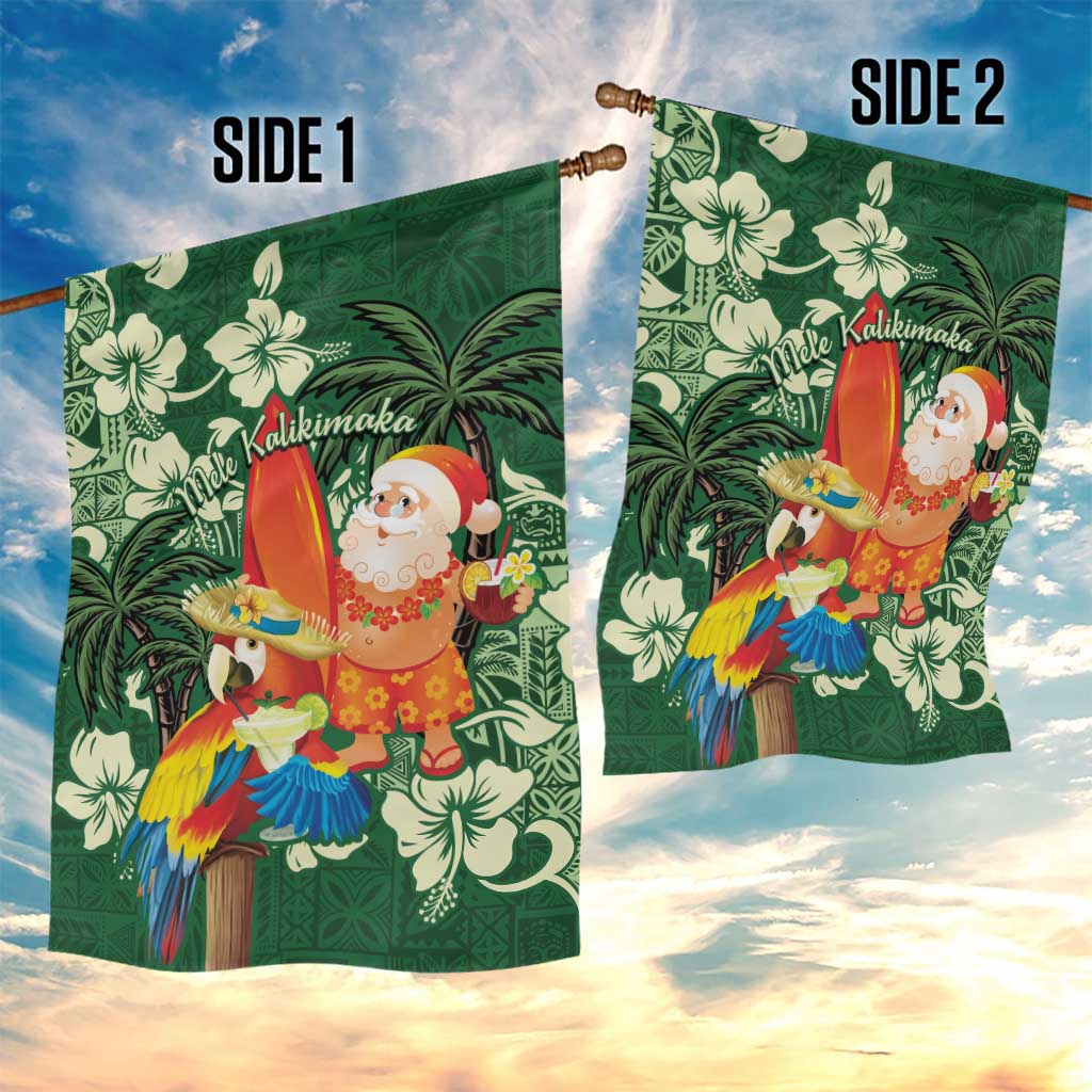 Moss Green Tropical Christmas Hawaii Tapa Garden Flag Aloha Santa Drink Party LT7 - Polynesian Pride