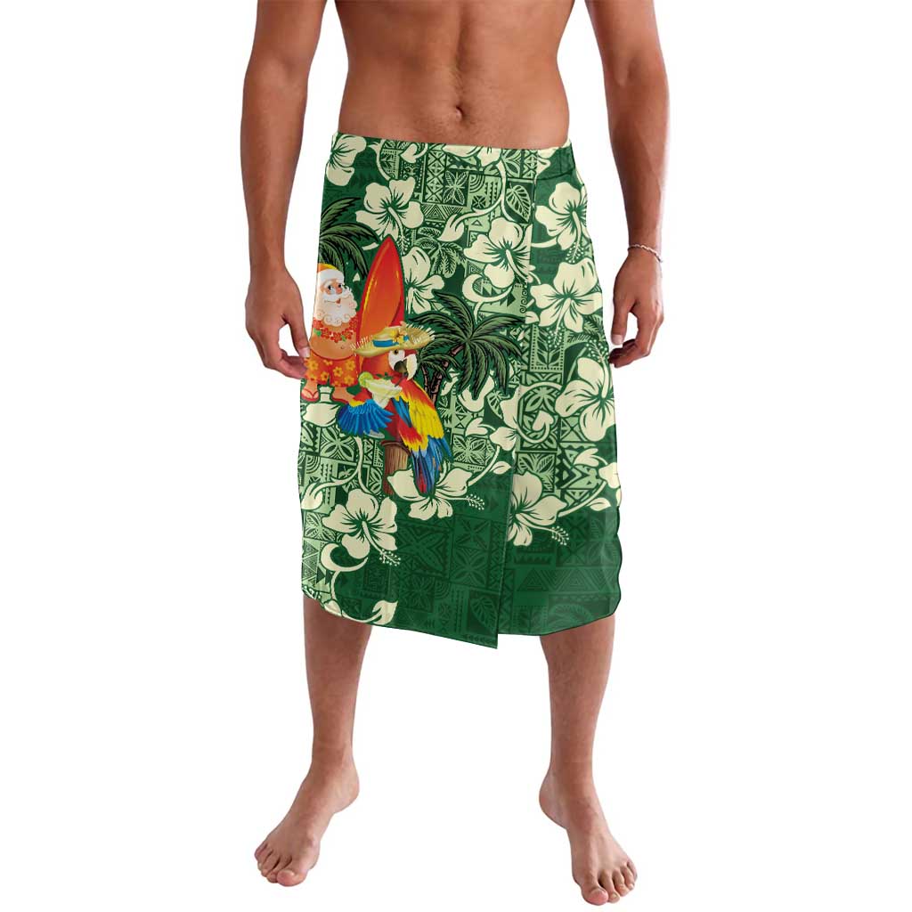 Moss Green Tropical Christmas Hawaii Tapa Lavalava Aloha Santa Drink Party LT7 Green - Polynesian Pride