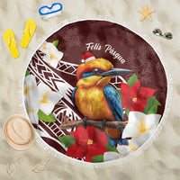 Felis Pasgua Guam Beach Blanket Christmas Sihek Kingfisher with Guasali LT7 One Size 150cm Crimson - Polynesian Pride