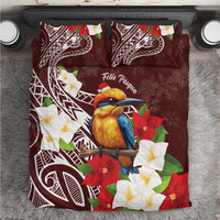 Felis Pasgua Guam Bedding Set Christmas Sihek Kingfisher with Guasali LT7 Crimson - Polynesian Pride