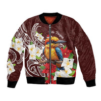 Felis Pasgua Guam Bomber Jacket Christmas Sihek Kingfisher with Guasali LT7 Unisex Crimson - Polynesian Pride