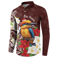 Felis Pasgua Guam Button Sweatshirt Christmas Sihek Kingfisher with Guasali LT7 - Polynesian Pride
