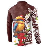 Felis Pasgua Guam Button Sweatshirt Christmas Sihek Kingfisher with Guasali LT7 - Polynesian Pride