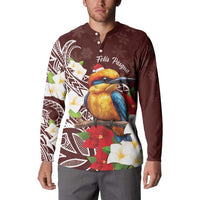Felis Pasgua Guam Button Sweatshirt Christmas Sihek Kingfisher with Guasali LT7 - Polynesian Pride