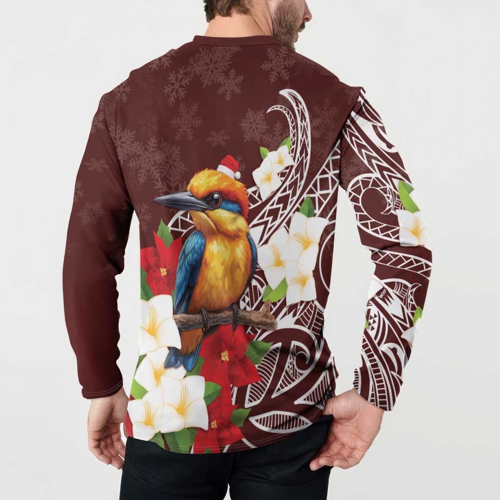 Felis Pasgua Guam Button Sweatshirt Christmas Sihek Kingfisher with Guasali LT7 - Polynesian Pride