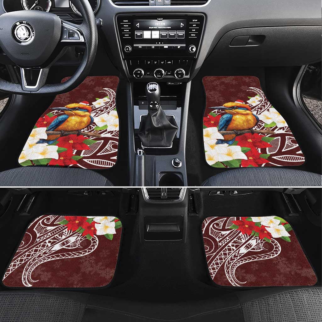 Felis Pasgua Guam Car Mats Christmas Sihek Kingfisher with Guasali LT7 Set 4pcs Crimson - Polynesian Pride