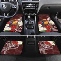 Felis Pasgua Guam Car Mats Christmas Sihek Kingfisher with Guasali LT7 Set 4pcs Crimson - Polynesian Pride