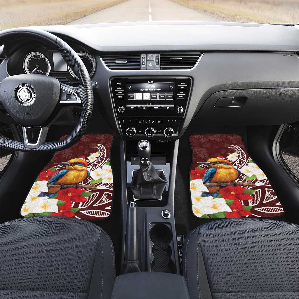 Felis Pasgua Guam Car Mats Christmas Sihek Kingfisher with Guasali LT7 Set 2pcs - Front Crimson - Polynesian Pride