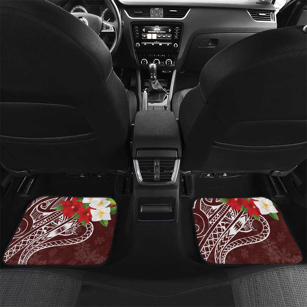 Felis Pasgua Guam Car Mats Christmas Sihek Kingfisher with Guasali LT7 Set 2pcs - Back Crimson - Polynesian Pride