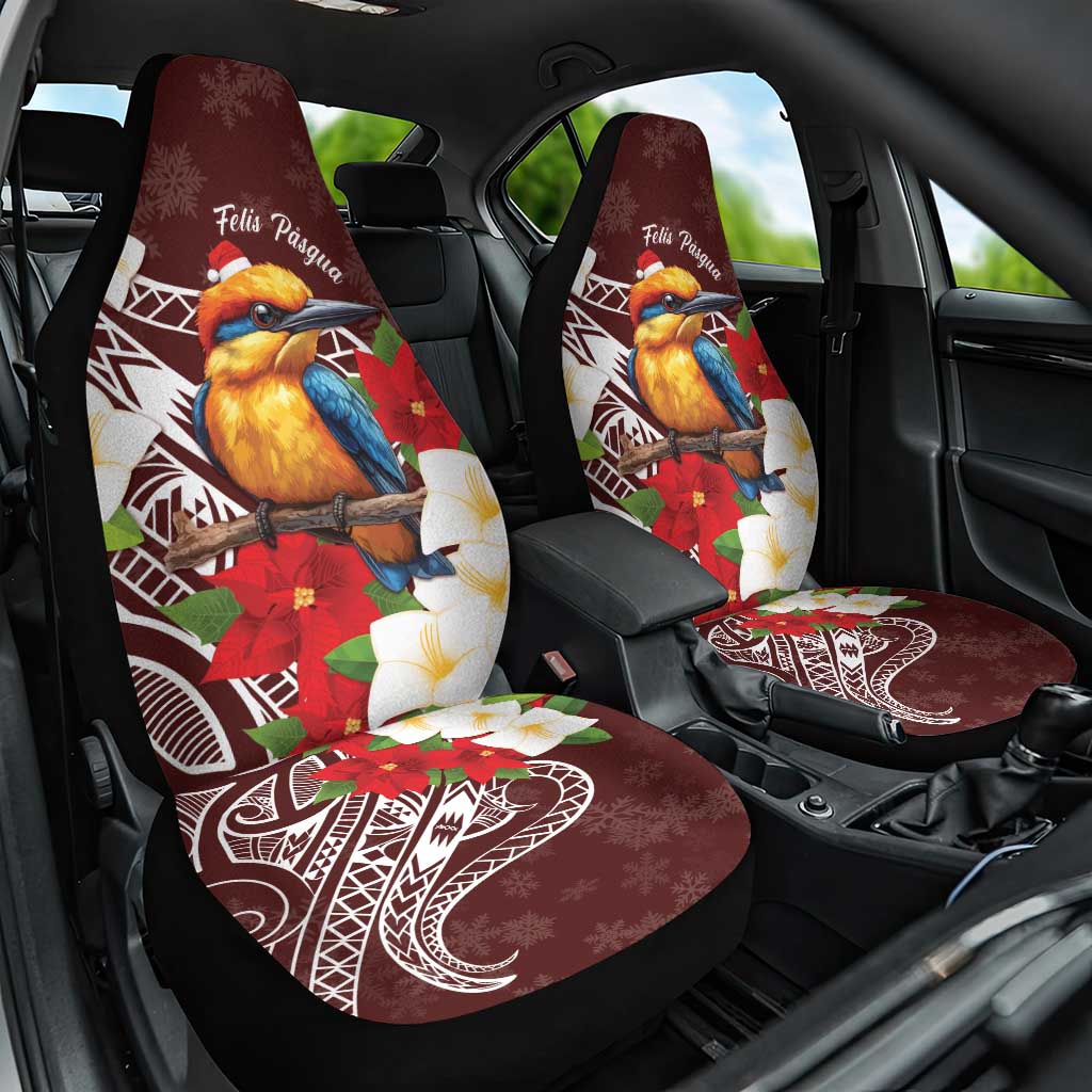 Felis Pasgua Guam Car Seat Cover Christmas Sihek Kingfisher with Guasali LT7 One Size Crimson - Polynesian Pride