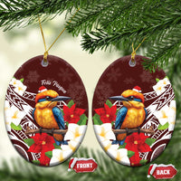 Felis Pasgua Guam Ceramic Ornament Christmas Sihek Kingfisher with Guasali LT7 Oval Crimson - Polynesian Pride