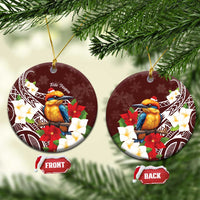 Felis Pasgua Guam Ceramic Ornament Christmas Sihek Kingfisher with Guasali LT7 Circle Crimson - Polynesian Pride