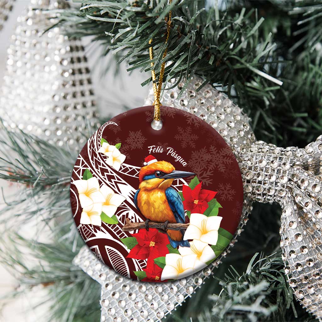 Felis Pasgua Guam Ceramic Ornament Christmas Sihek Kingfisher with Guasali LT7 - Polynesian Pride