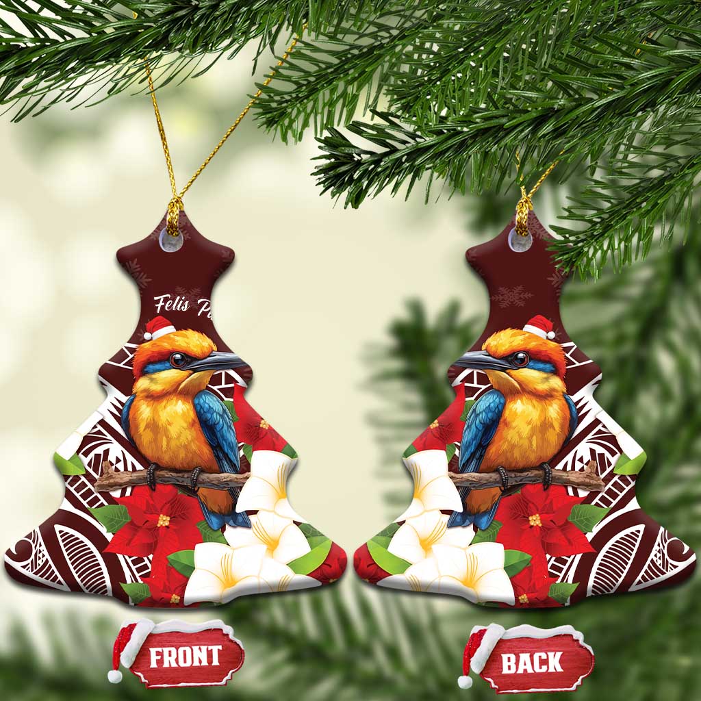 Felis Pasgua Guam Ceramic Ornament Christmas Sihek Kingfisher with Guasali LT7 Christmas Tree Crimson - Polynesian Pride
