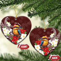 Felis Pasgua Guam Ceramic Ornament Christmas Sihek Kingfisher with Guasali LT7 Heart Crimson - Polynesian Pride