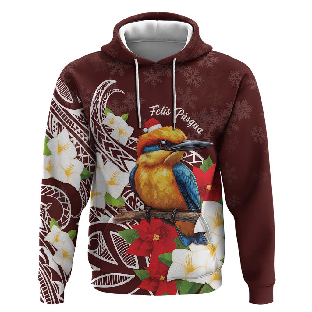 Felis Pasgua Guam Hoodie Christmas Sihek Kingfisher with Guasali LT7 Pullover Hoodie Crimson - Polynesian Pride