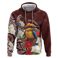 Felis Pasgua Guam Hoodie Christmas Sihek Kingfisher with Guasali LT7 Pullover Hoodie Crimson - Polynesian Pride