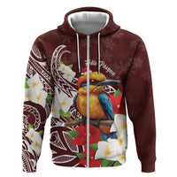 Felis Pasgua Guam Hoodie Christmas Sihek Kingfisher with Guasali LT7 Zip Hoodie Crimson - Polynesian Pride