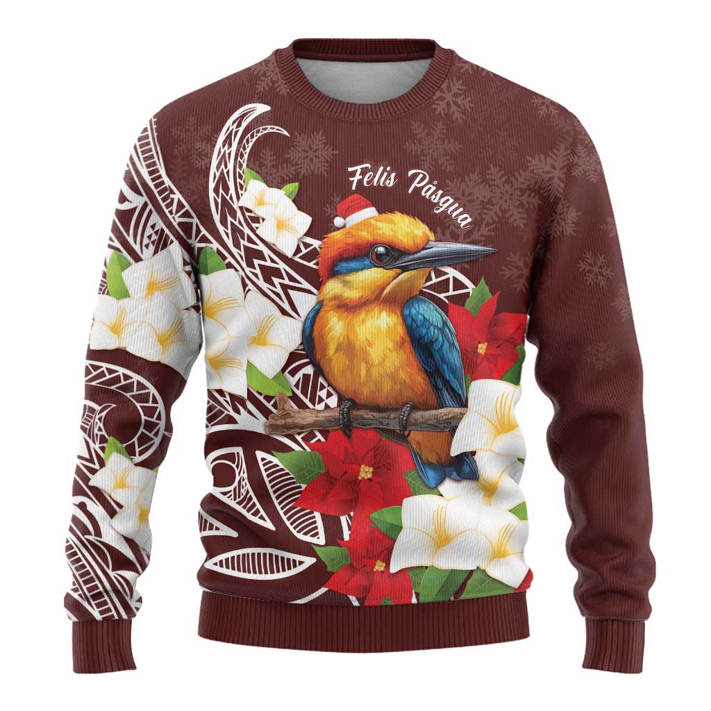 Felis Pasgua Guam Ugly Christmas Sweater Christmas Sihek Kingfisher with Guasali LT7 - Polynesian Pride