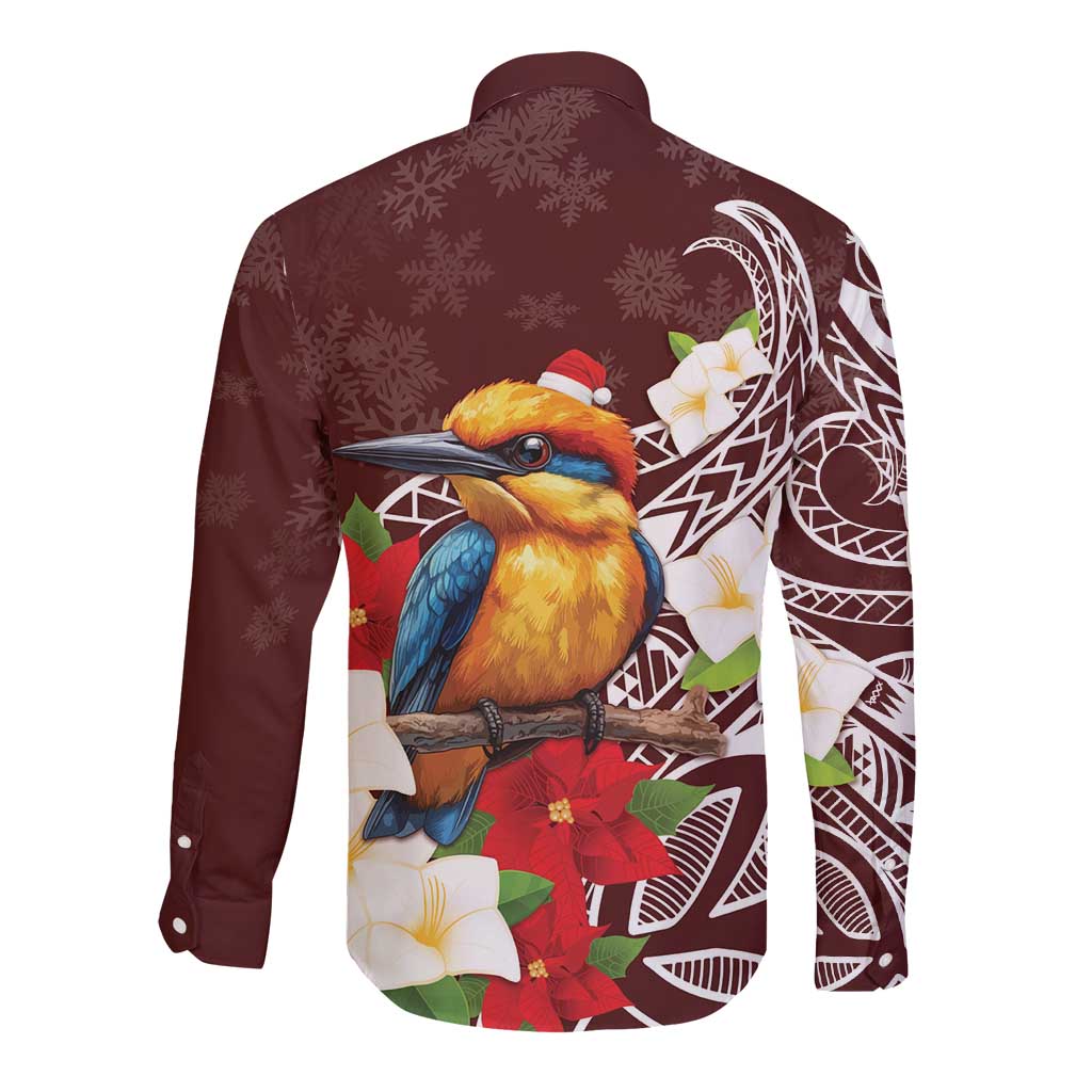 Felis Pasgua Guam Long Sleeve Button Shirt Christmas Sihek Kingfisher with Guasali LT7 - Polynesian Pride