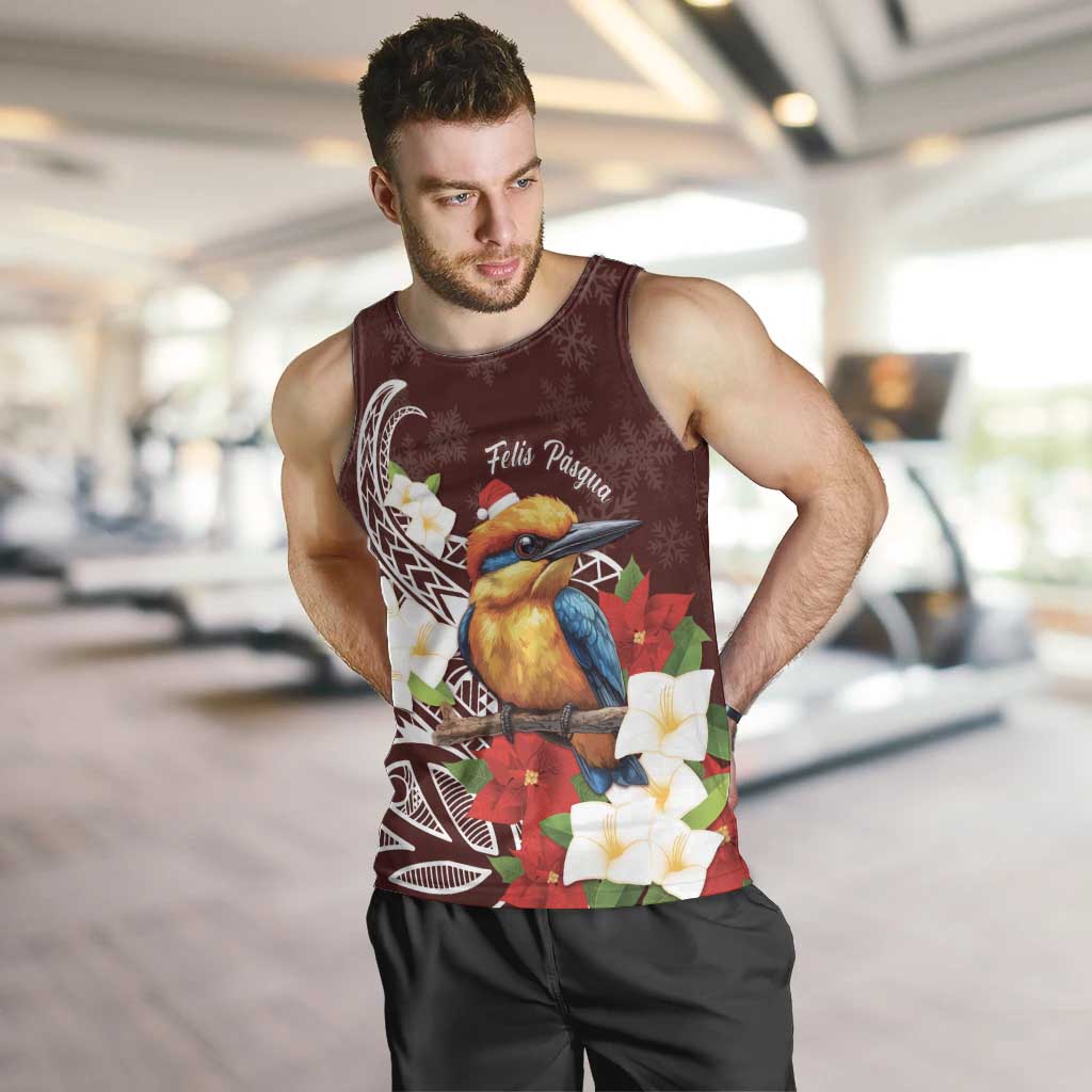Felis Pasgua Guam Men Tank Top Christmas Sihek Kingfisher with Guasali LT7 Crimson - Polynesian Pride