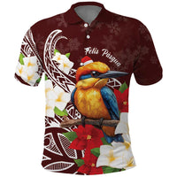 Felis Pasgua Guam Polo Shirt Christmas Sihek Kingfisher with Guasali LT7 Crimson - Polynesian Pride