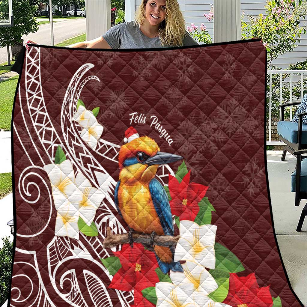 Felis Pasgua Guam Quilt Christmas Sihek Kingfisher with Guasali LT7 Crimson - Polynesian Pride