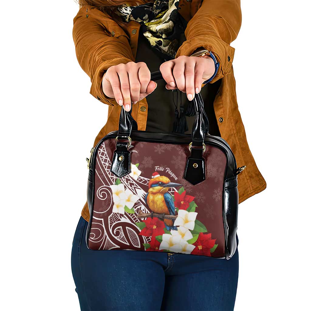 Felis Pasgua Guam Shoulder Handbag Christmas Sihek Kingfisher with Guasali LT7 One Size Crimson - Polynesian Pride