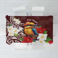 Felis Pasgua Guam Tablecloth Christmas Sihek Kingfisher with Guasali LT7 Crimson - Polynesian Pride