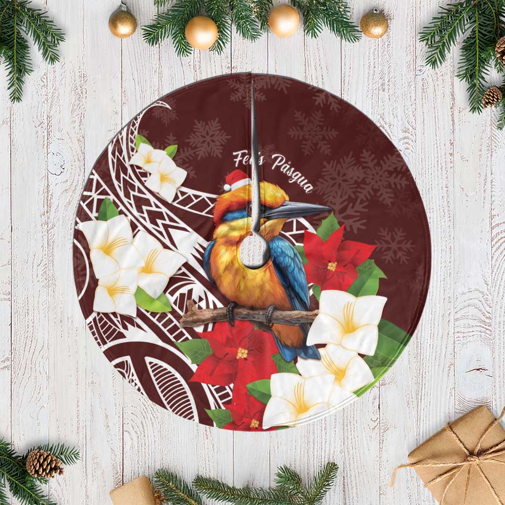 Felis Pasgua Guam Tree Skirt Christmas Sihek Kingfisher with Guasali LT7 Casual Crimson - Polynesian Pride