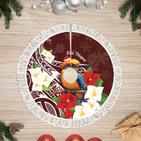 Felis Pasgua Guam Tree Skirt Christmas Sihek Kingfisher with Guasali LT7 Fringed Crimson - Polynesian Pride