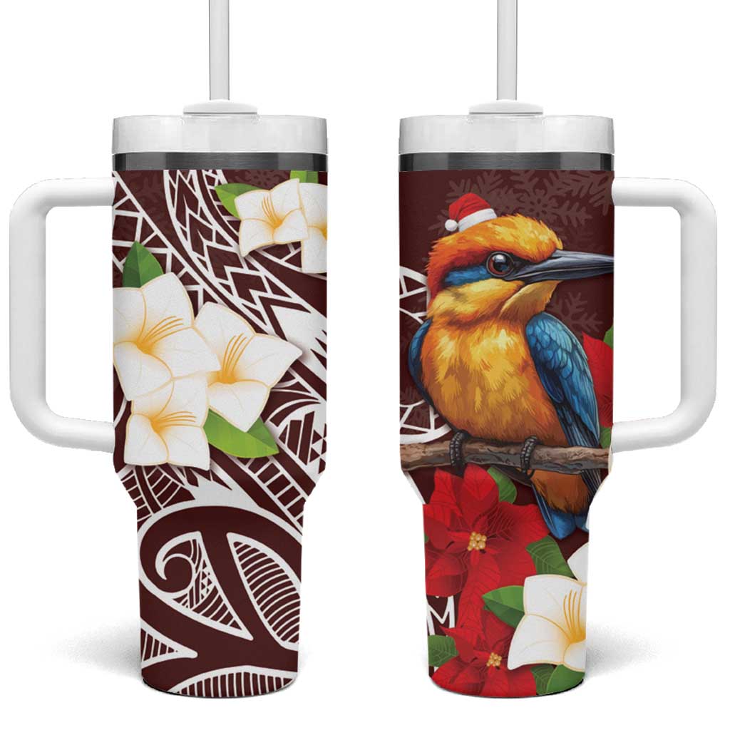 Felis Pasgua Guam Tumbler With Handle Christmas Sihek Kingfisher with Guasali LT7 One Size: 40 oz Crimson - Polynesian Pride