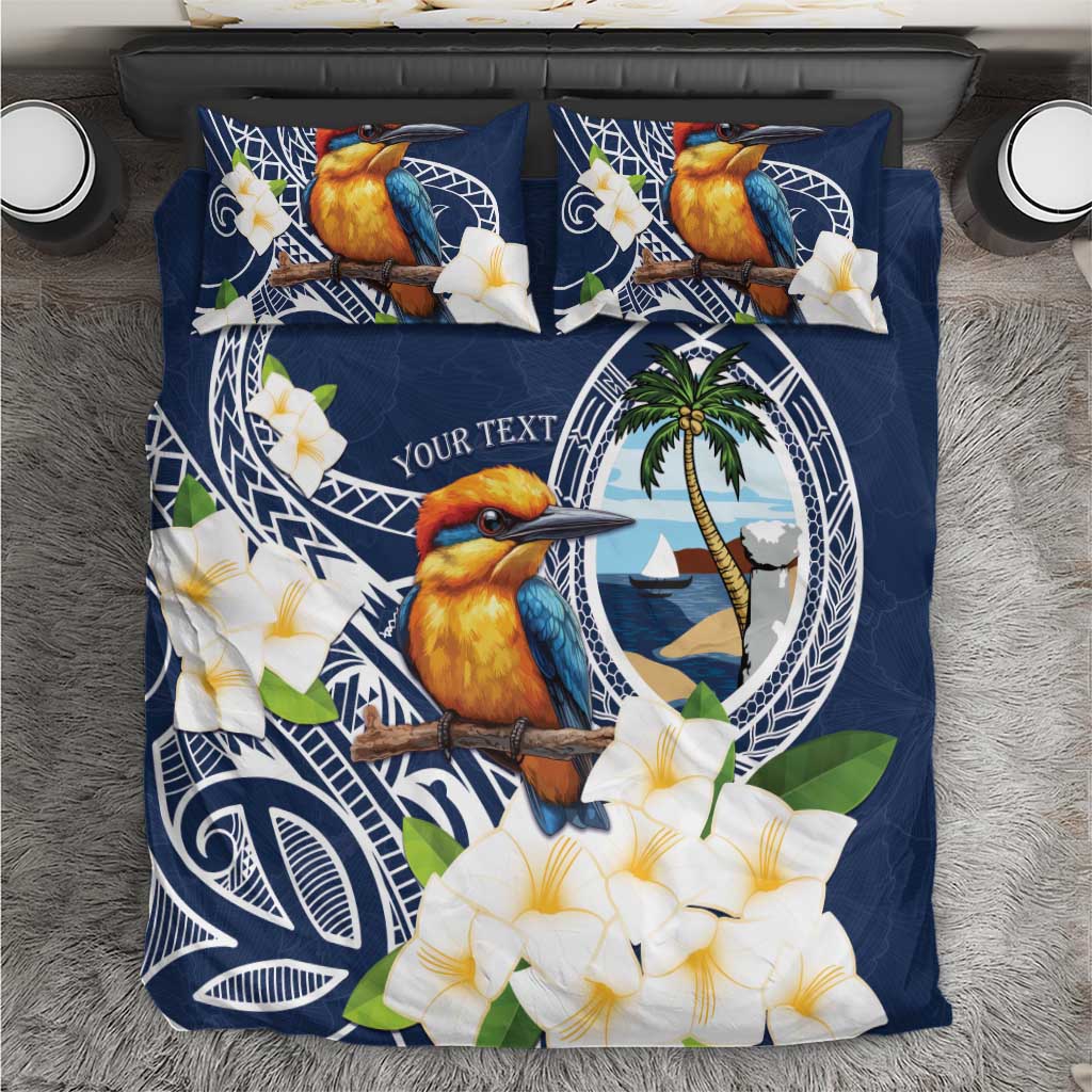 Hafa Adai Guam Bedding Set Sihek Guam Kingfisher with Guasali LT7 Navy Blue - Polynesian Pride