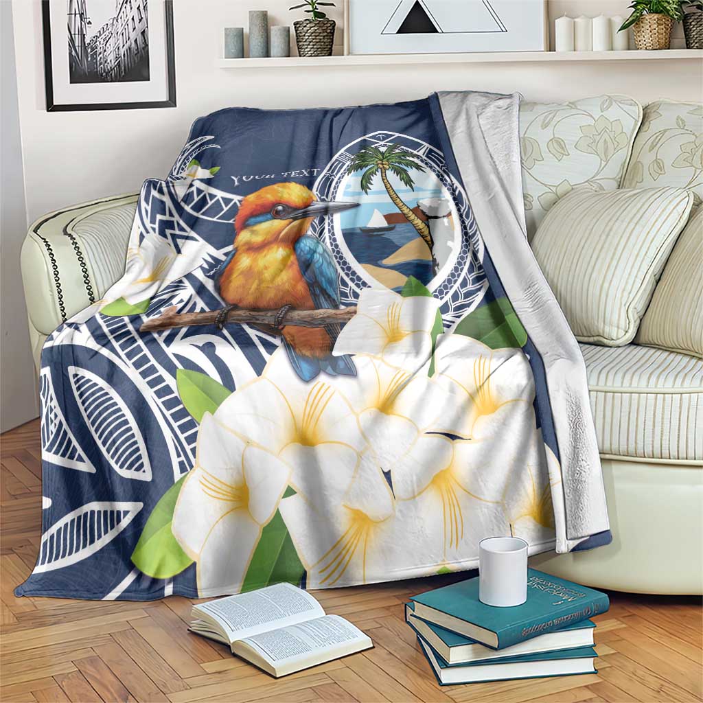 Hafa Adai Guam Blanket Sihek Guam Kingfisher with Guasali LT7 Navy Blue - Polynesian Pride