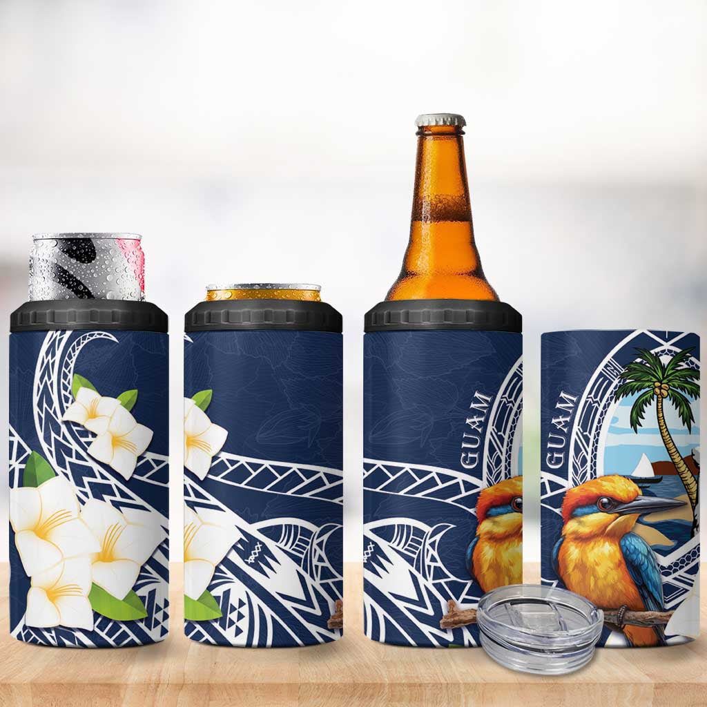 Hafa Adai Guam 4 in 1 Can Cooler Tumbler Sihek Guam Kingfisher with Guasali LT7 - Polynesian Pride