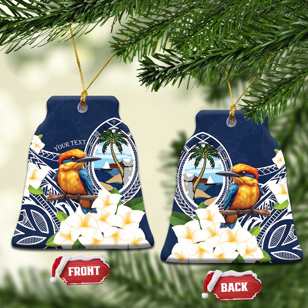 Hafa Adai Guam Ceramic Ornament Sihek Guam Kingfisher with Guasali LT7 Bell Flake Navy Blue - Polynesian Pride
