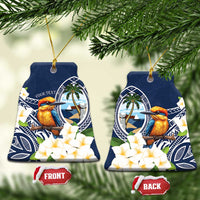 Hafa Adai Guam Ceramic Ornament Sihek Guam Kingfisher with Guasali LT7 Bell Flake Navy Blue - Polynesian Pride