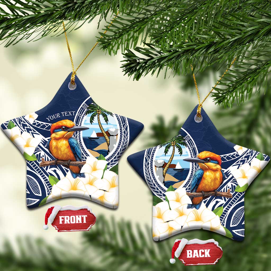 Hafa Adai Guam Ceramic Ornament Sihek Guam Kingfisher with Guasali LT7 Star Navy Blue - Polynesian Pride