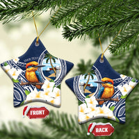 Hafa Adai Guam Ceramic Ornament Sihek Guam Kingfisher with Guasali LT7 Star Navy Blue - Polynesian Pride