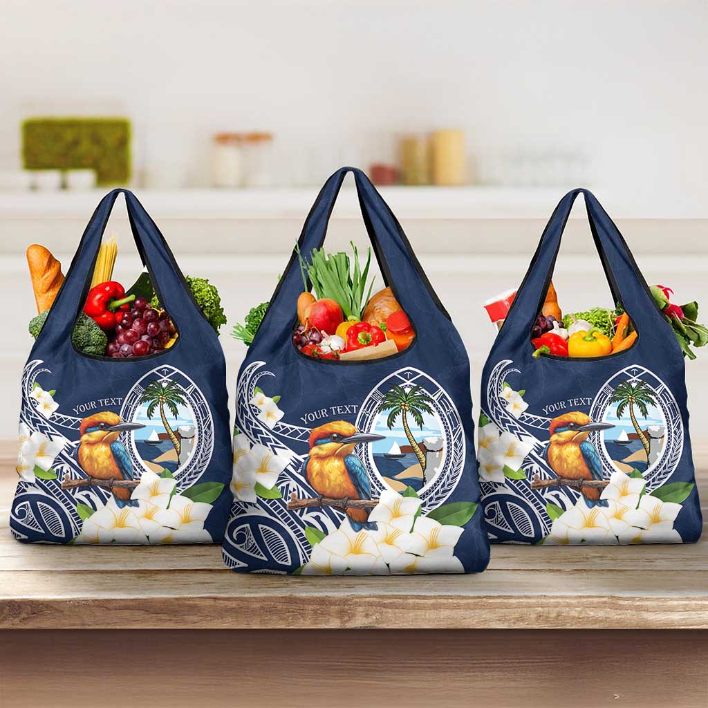 Hafa Adai Guam Grocery Bag Sihek Guam Kingfisher with Guasali LT7 3-pack One Size Navy Blue - Polynesian Pride