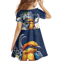 Hafa Adai Guam Kid Short Sleeve Dress Sihek Guam Kingfisher with Guasali LT7 - Polynesian Pride