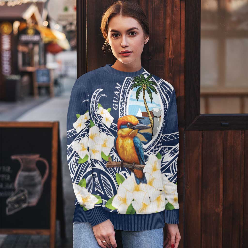 Hafa Adai Guam Ugly Christmas Sweater Sihek Guam Kingfisher with Guasali LT7 - Polynesian Pride