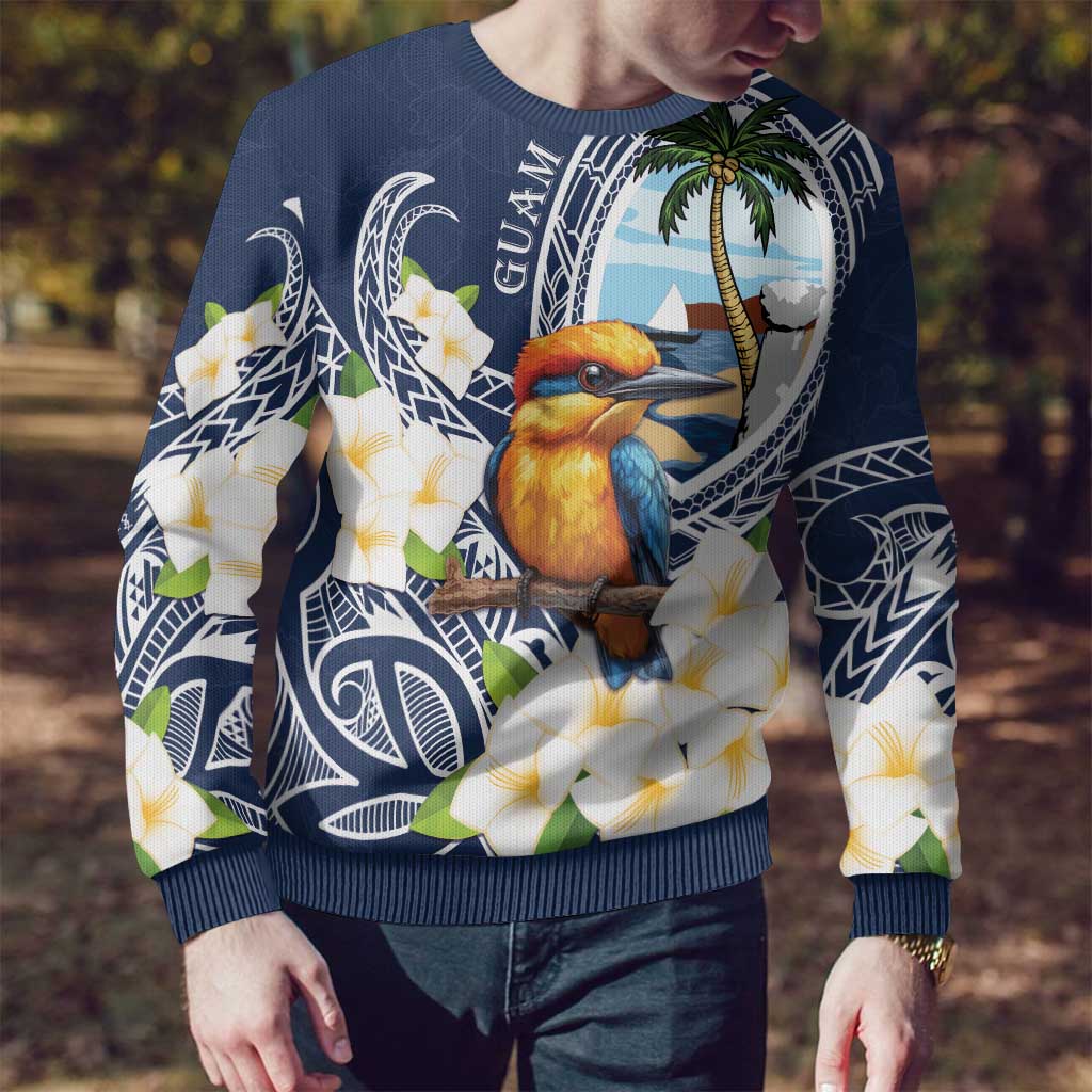 Hafa Adai Guam Ugly Christmas Sweater Sihek Guam Kingfisher with Guasali LT7 - Polynesian Pride