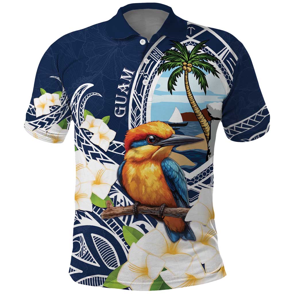 Hafa Adai Guam Polo Shirt Sihek Guam Kingfisher with Guasali LT7 Navy Blue - Polynesian Pride
